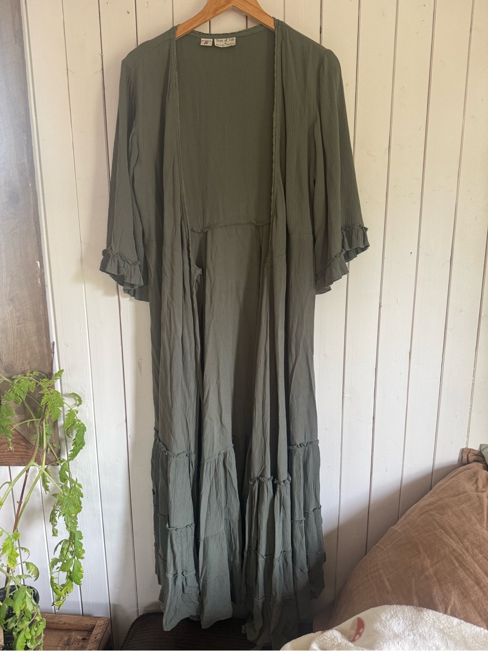 Tree of Life Olive Green Tiered Maxi Dress